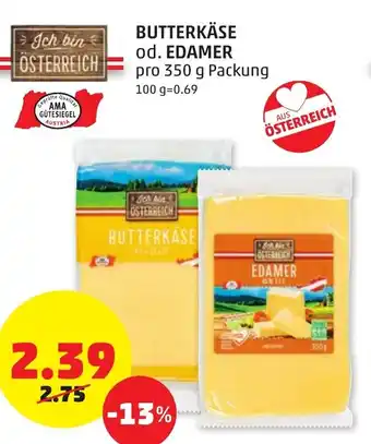 PENNY Butterkase od. Edamer 350g Angebot
