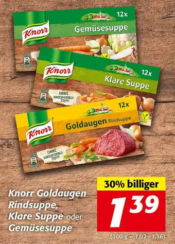 Nah&Frisch Knorr Goldaugen Rindsuppe, Klare Suppe oder Gemüsesuppe Angebot