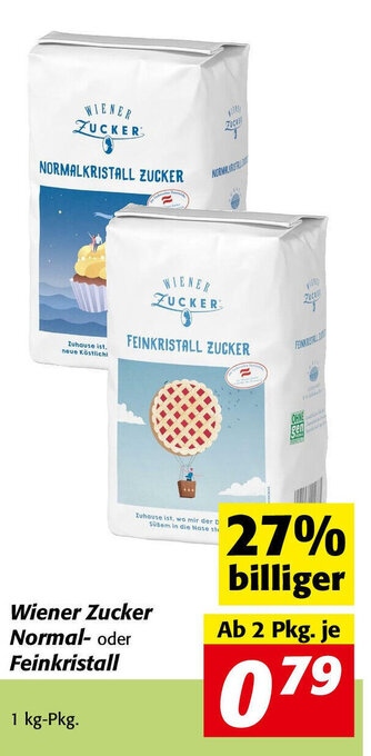 Nah&Frisch Wiener Zucker Normal-Oder Feinkristall 1kg Angebot