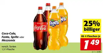 Nah&Frisch Coca-Cola, Fanta, Sprite oder Mezzomix 1,5L Angebot