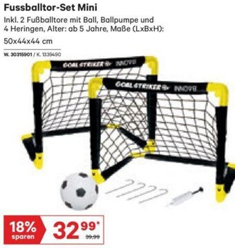 Lagerhaus Fussballtor-Set Mini 50x44x44 cm Angebot