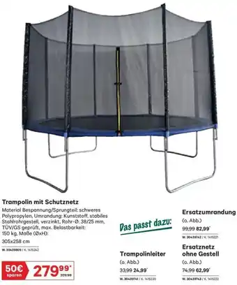 Lagerhaus Trampolin mit Schutznetz 305x258 cm Angebot