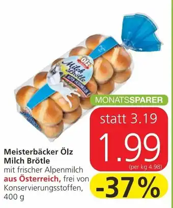 Spar Meisterbäcker Ölz Milch Brötle 400g Angebot
