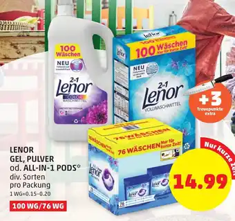 PENNY Lenor Gel, Pulver od. All-in-1 pods 100/76wg Angebot