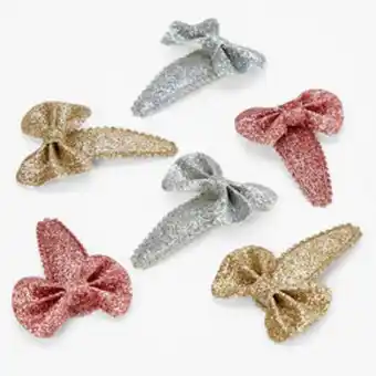 Claire's Claire's club glitter bow scalloped snap hair clips - 6 pack Angebot