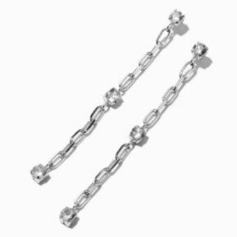 Claire's Silver paperclip cubic zirconia 3" drop earrings Angebot