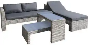 Hornbach Gartenmöbelset garden place chicago 4-sitzer 4-tlg. inkl. 2 beistelltischen 89 x 56 x 30 cm und 99 x 41 x 56 cm polyrattan gr Angebot