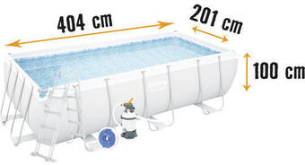 Hornbach Aufstellpool framepool-set bestway power steel™ eckig 404x201x100 cm inkl. sandfilteranlage & leiter grau Angebot