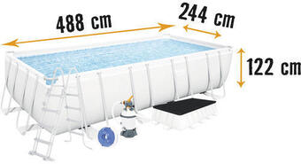 Hornbach Aufstellpool framepool-set bestway eckig 488x244x122 cm inkl. sandfilteranlage, chemconnect dosierer, leiter und abdeckplane Angebot