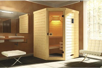 Hornbach Massivholzsauna weka laukkala inkl. 3,6 kw ofen u.digitaler steuerung ohne fenster mit ganzglastüre aus klarglas Angebot
