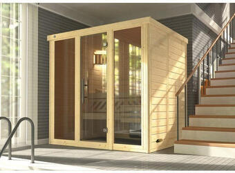 Hornbach Massivholzsauna weka kemi panorama gr.2 inkl. 7,5 kw bio ofen u.digitaler sterung mit fenster und graphitfarbiger ganzglastür Angebot