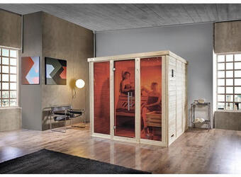 Hornbach Massivholzsauna weka kemi panorama gr.3 inkl. 7,5 kw ofen u.digitaler sterung mit fenster und graphitfarbiger ganzglastüre Angebot