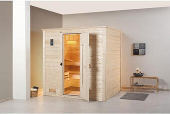 Hornbach Massivholzsauna weka bergen ht gr.1.8 inkl. 7,5 kw ofen u.digitaler steuerung ohne fenster mit holztüre und isolierglas wärme Angebot