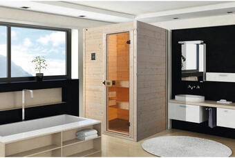 Hornbach Massivholzsauna weka valida gt gr.1 inkl. 4,5 kw bio ofen u.digitaler steuerung ohne fenster mit ganzglastüre aus klarglas Angebot
