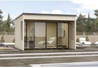 Hornbach Gartenhaus weka desingnhaus cubilis 2.0 414 gr. 1 inkl. fußboden, regenrinne und selbstklebender dachfolie 380 x 380 cm natur Angebot