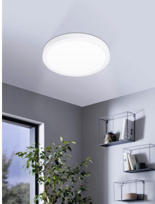Hornbach Led deckenleuchte fueva 1 ø 300 x 45 mm 1-flammig 20 w 2200 lm 3000 k warmweiß ip 44 weiß Angebot