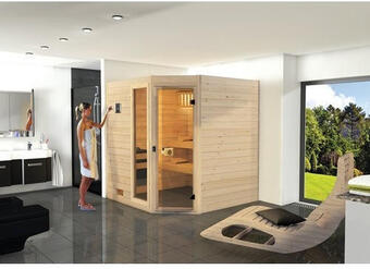 Hornbach Massivholzsauna weka valida eck gtf inkl. 7,5 kw bio ofen u.digitaler steuerung mit fenster und ganzglastüre aus klargas Angebot