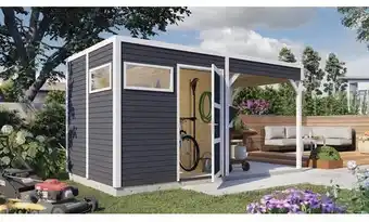Hornbach Gartenhaus bertilo cubo 2 inkl. anbaudach und fußboden 447 x 234 cm anthrazit Angebot