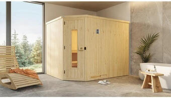 Hornbach Elementsauna weka varberg eck ht inkl. 7,5 kw bio ofen u.digitaler steuerung ohne fenster mit holztüre mit isolierglas wärmeg Angebot