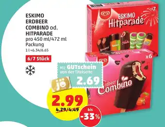 PENNY Eskimo Erdbeer Combino od. Hitparade 450/472ml Angebot