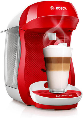 Media Markt Bosch tas1006 tassimo happy kaffeepadmaschine red & white Angebot