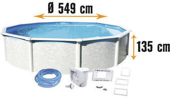 Hornbach Aufstellpool stahlwandpool-set steinbach grande rund ø 549x135 cm inkl. skimmer, erweiterungs-set und anschlussschlauch weiß Angebot