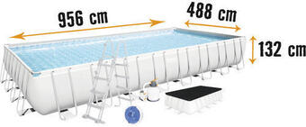 Hornbach Aufstellpool framepool-set bestway power steel™ eckig 956x488x132 cm inkl. sandfilteranlage grau Angebot