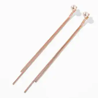 Claire's Rose gold pearl 4" linear drop earrings Angebot