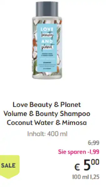 Bipa Love Beauty and Planet Volume & Bounty Shampoo Coconut Water & Mimosa 400ml Angebot