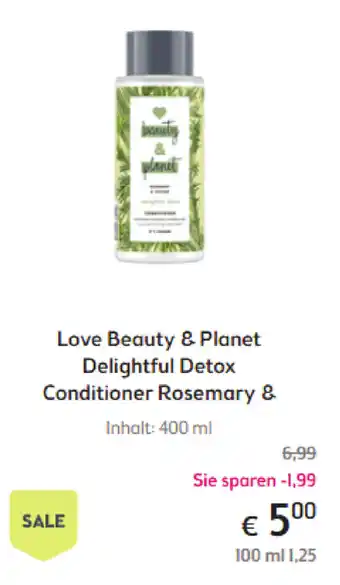 Bipa Love Beauty and Planet Delightful Detox Conditioner Rosemary 400ml Angebot