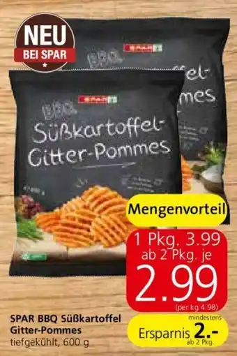 Interspar Spar BBQ Susskartoffel Gitter-Pommes 600g Angebot