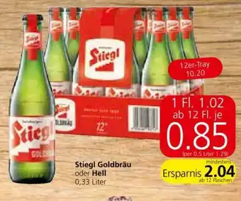 Interspar Stiegl Goldbrau oder Hell 330ml Angebot