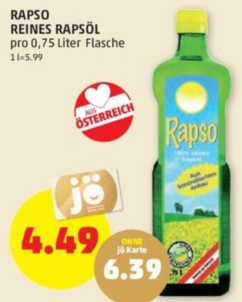 PENNY Rapso Reines Rapsöl 0,75 Liter Angebot