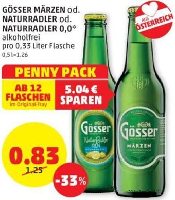 PENNY Gösser Märzen, od. Naturradler od. Naturradler 0,0 0,33 Liter Angebot