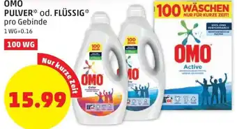 PENNY OMO Pulver od. Flüssig 100 WG Angebot