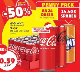 PENNY Coca-Cola od. Fanta 0,33 Liter Dose Angebot