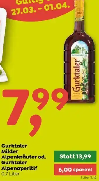 ADEG Gurktaler Milder Alpenkräuter od. Gurkataler Alpenaeritif 0,7 Liter Angebot