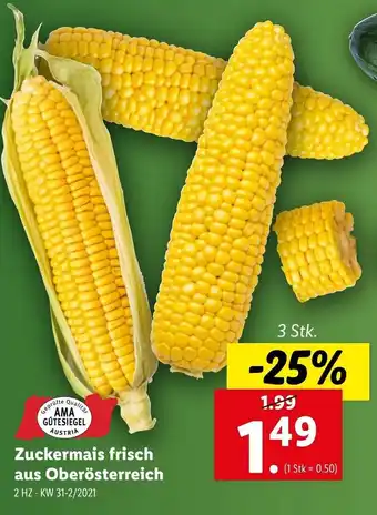 Lidl Zuckermais frish aus Oberosterreich 3st Angebot