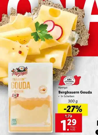 Lidl Bergbauern Gouda 300 gr Angebot