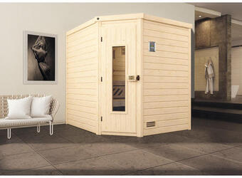 Hornbach Massivholzsauna weka turku eck gr.2 inkl. 7,5 kw bio ofen mit digitaler steuerung und holztüre mit isolierglas wärmegedämmt Angebot