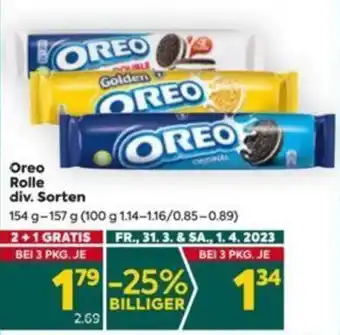 Billa Oreo Rolle div. Sorten 154g-157g Angebot
