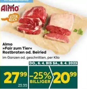 Billa Almo Fair zum Tier Rostbraten od. Beiried per kilo Angebot