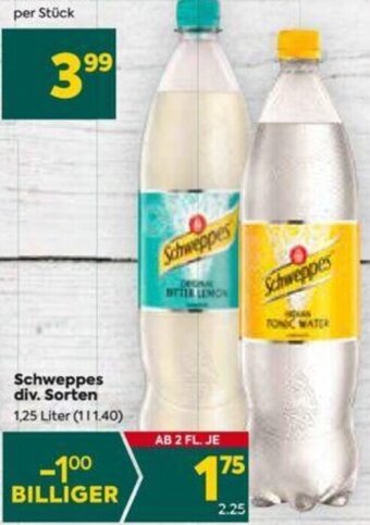 Billa Schweppes div. Sorten 1,25 Liter Angebot
