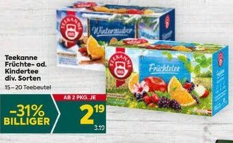 Billa Teekanne Früchte-od. Kindertee div. Sorten 15-20 Teebeutel Angebot