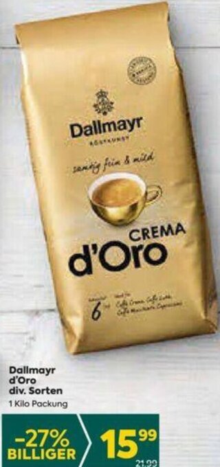 Billa Dallmayr d'Oro div. Sorten 1 kilo Angebot