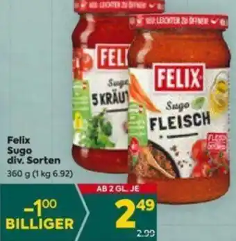 Billa Felix Sugo div.Sorten 360g Angebot
