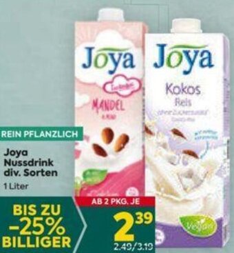 Billa Joya Nussdrink div. Sorten 1 Liter Angebot