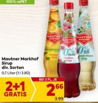 Billa Mautner Markhof Sirup div. Sorten 0,7 Liter Angebot