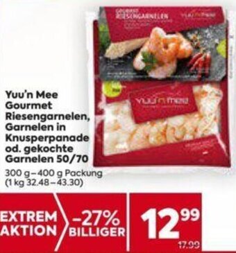 Billa Yuu'n Mee Gourmet Riesengarnelen, Garnelen in Knusperpanade od. gekochte Garnelen 50/70 300 g- 400 g Angebot