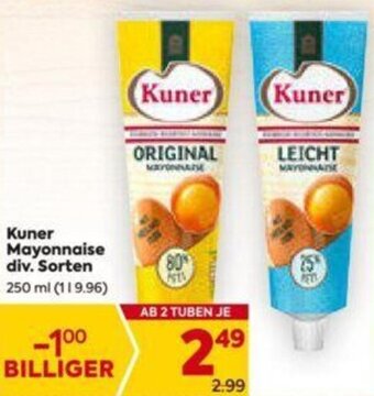 Billa Kuner Mayonnaise div. Sorten 250 ml Angebot